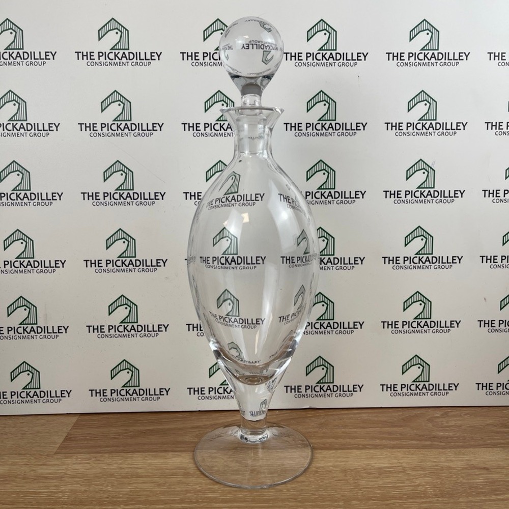 Clear Glass Decanter with Ball Stopper Pedestal Footed Barware 15.5 Inch